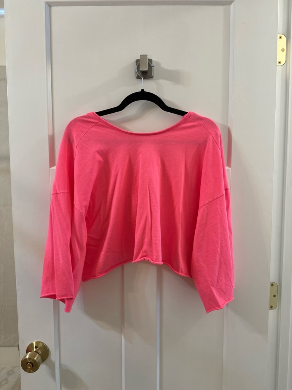 Women's Pink Cropped Long-Sleeve Top - free people brand new never worn